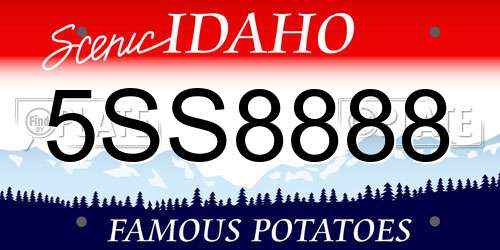 5SS8888 Idaho License Plate
