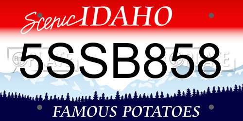 5SSB858 Idaho License Plate