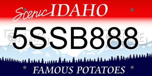 5SSB888 Idaho License Plate
