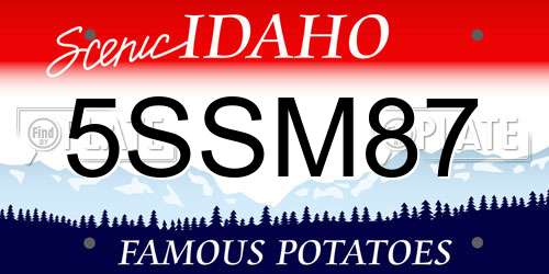 5SSM87 Idaho License Plate