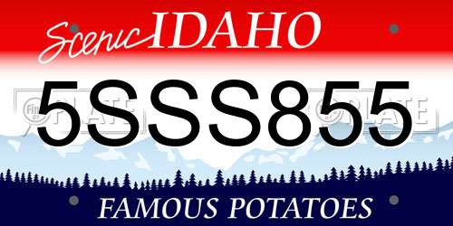 5SSS855 Idaho License Plate