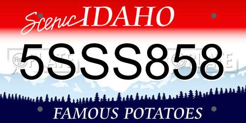 5SSS858 Idaho License Plate