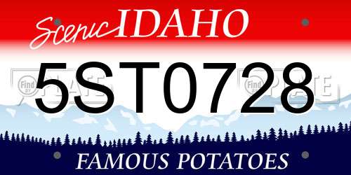 5ST0728 Idaho License Plate