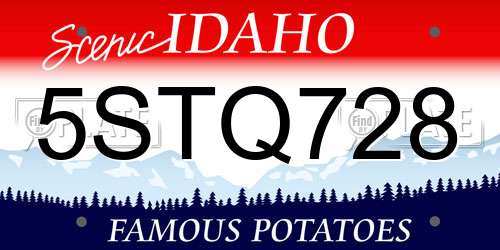 5STQ728 Idaho License Plate