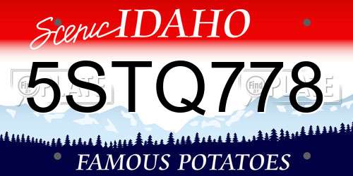5STQ778 Idaho License Plate