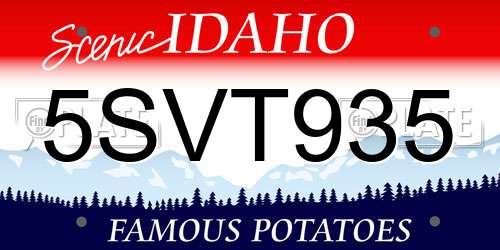 5SVT935 Idaho License Plate