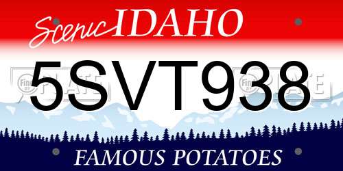 5SVT938 Idaho License Plate