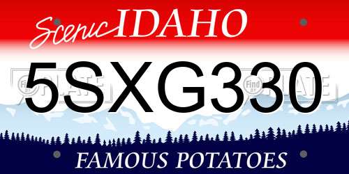 5SXG330 Idaho License Plate