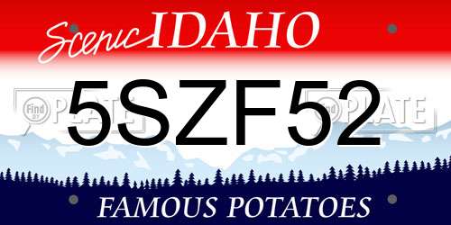 5SZF52 Idaho License Plate