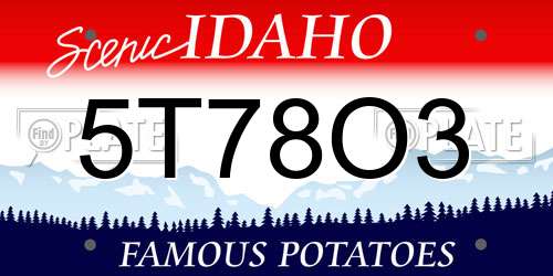 5T78O3 Idaho License Plate