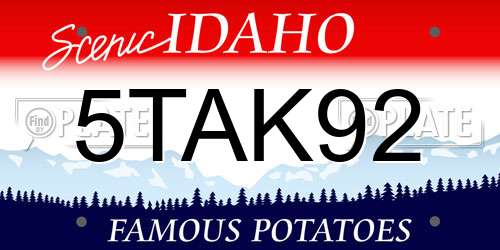 5TAK92 Idaho License Plate