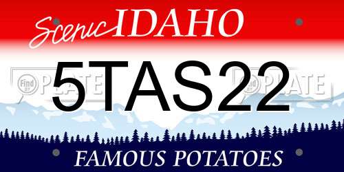 5TAS22 Idaho License Plate