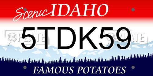 5TDK59 Idaho License Plate