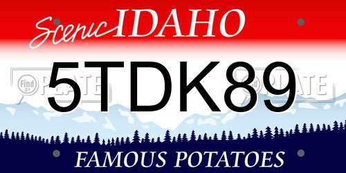 5TDK89 Idaho License Plate