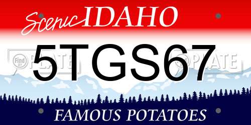 5TGS67 Idaho License Plate