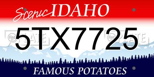 5TX7725 Idaho License Plate