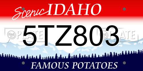 5TZ803 Idaho License Plate