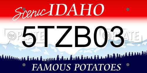 5TZB03 Idaho License Plate