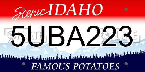 5UBA223 Idaho License Plate