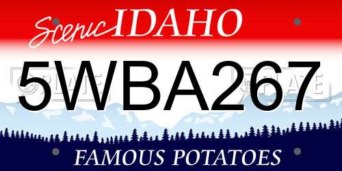 5WBA267 Idaho License Plate