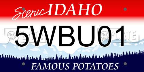 5WBU01 Idaho License Plate