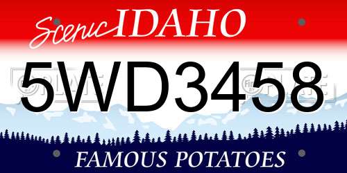 5WD3458 Idaho License Plate