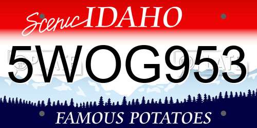 5WOG953 Idaho License Plate