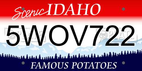 5WOV722 Idaho License Plate