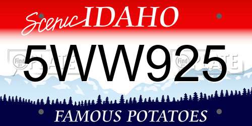 5WW925 Idaho License Plate