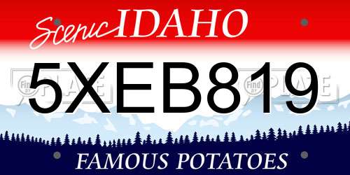 5XEB819 Idaho License Plate