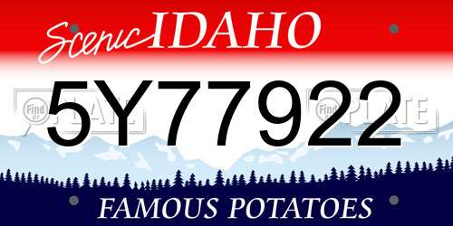 5Y77922 Idaho License Plate