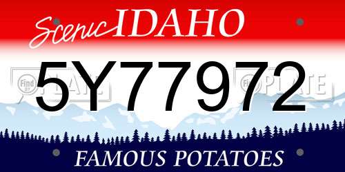 5Y77972 Idaho License Plate
