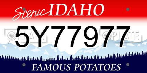 5Y77977 Idaho License Plate