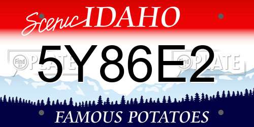 5Y86E2 Idaho License Plate
