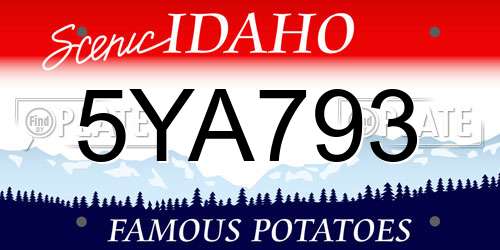 5YA793 Idaho License Plate