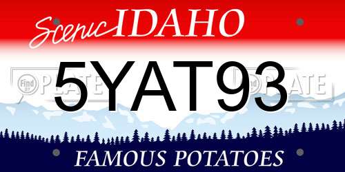 5YAT93 Idaho License Plate