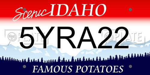 5YRA22 Idaho License Plate