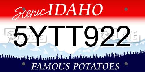 5YTT922 Idaho License Plate