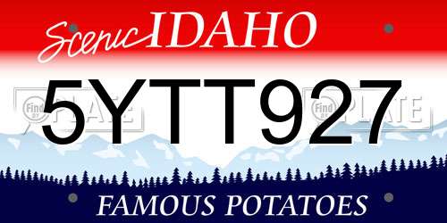 5YTT927 Idaho License Plate