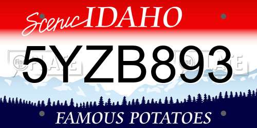 5YZB893 Idaho License Plate