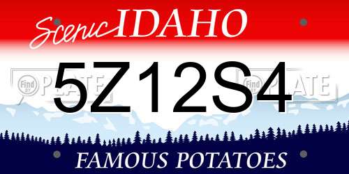 5Z12S4 Idaho License Plate