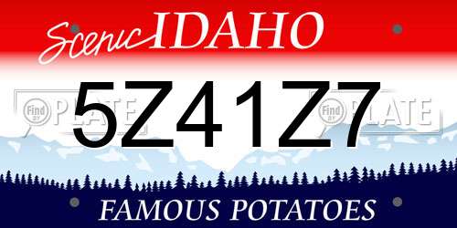 5Z41Z7 Idaho License Plate