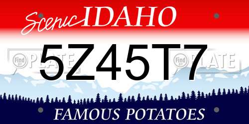 5Z45T7 Idaho License Plate