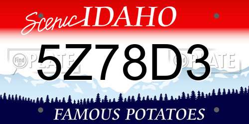 5Z78D3 Idaho License Plate