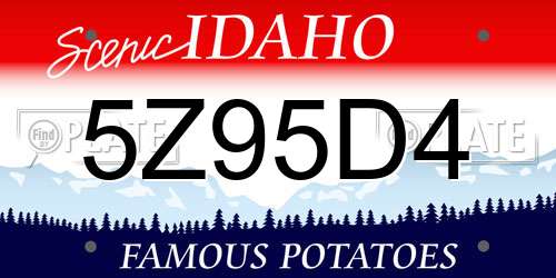 5Z95D4 Idaho License Plate