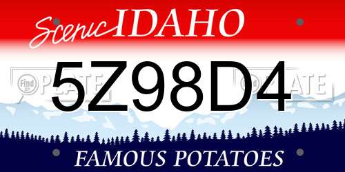5Z98D4 Idaho License Plate