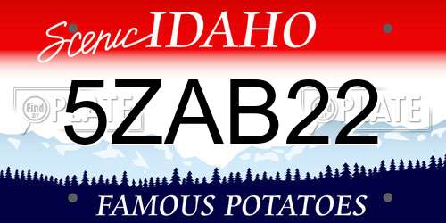 5ZAB22 Idaho License Plate