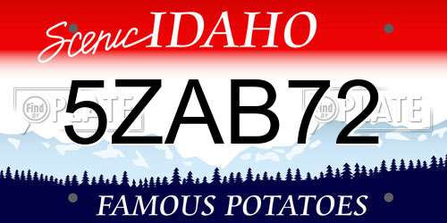5ZAB72 Idaho License Plate