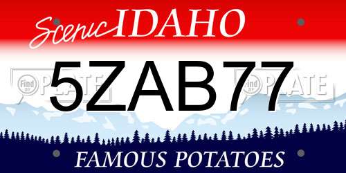 5ZAB77 Idaho License Plate