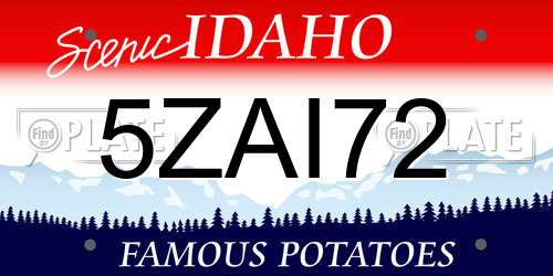 5ZAI72 Idaho License Plate